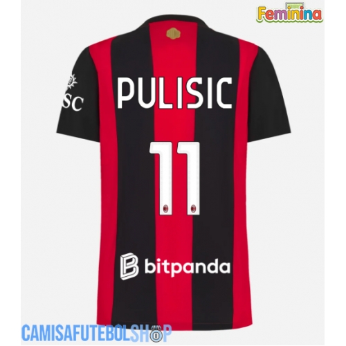 Camisa de time de futebol AC Milan Christian Pulisic #11 Replicas 1º Equipamento Feminina 2026-27 Manga Curta